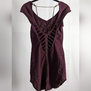Local designer Infinti Now plum backless dress w/ chain detail